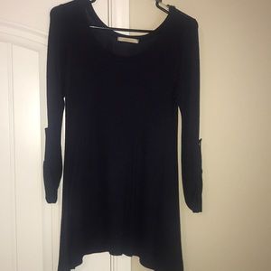 Navy tunic top with rollable sleeves
